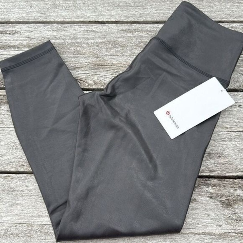 Lululemon Wunder Train High-Rise Tight 25" Matte Foil Shine Black‎ NWT Size 8